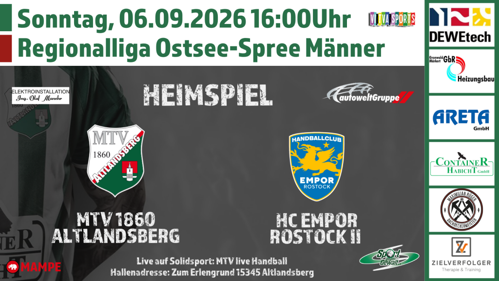 MTV 1860 Altlandsberg gegen HC Empor Rostock II